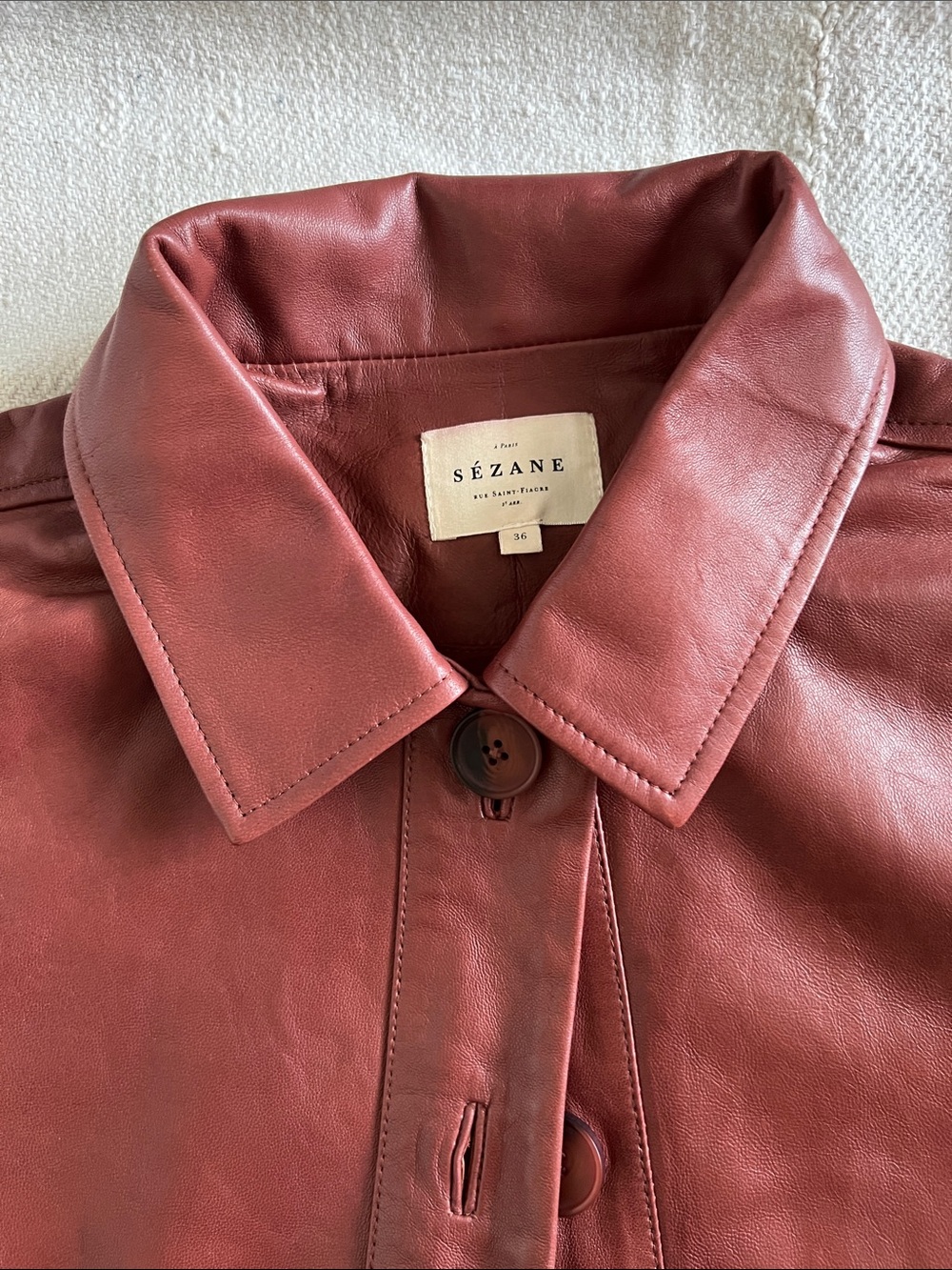 Sezane Gab Jacket Chestnut - Size 4 - Picture 2 of 6